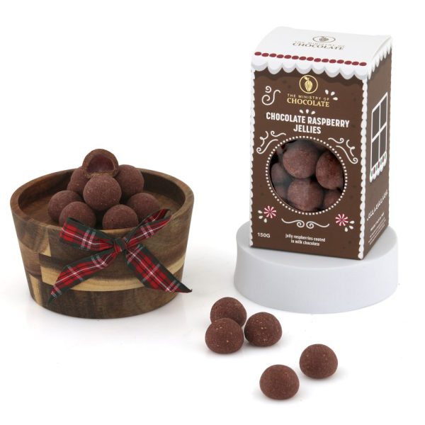 Festive milk coated raspberry jellies 150g